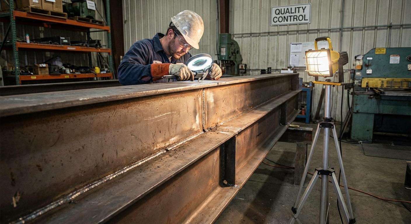 Workers following safety practices during steel erection